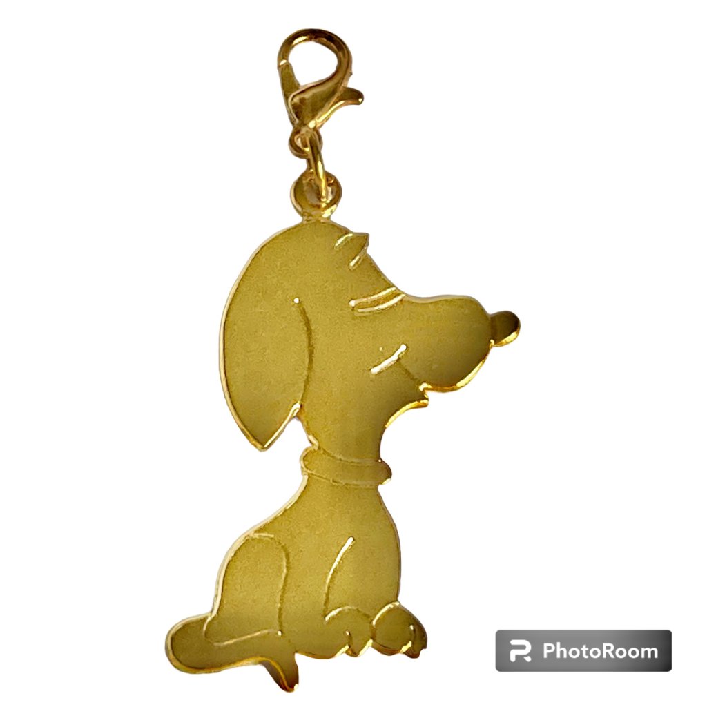 Vintage Snoopy Charm Purse Zipper Pull Gold Plated Peanuts Cartoon Dog Peanuts